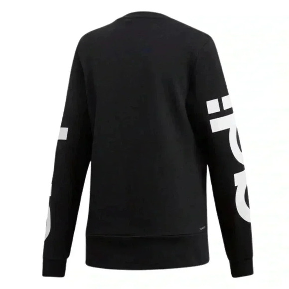 ADIDAS Essential Crewneck Sweatshirt - Black with white logo - Size Med (12/14) - Picture 6 of 13
